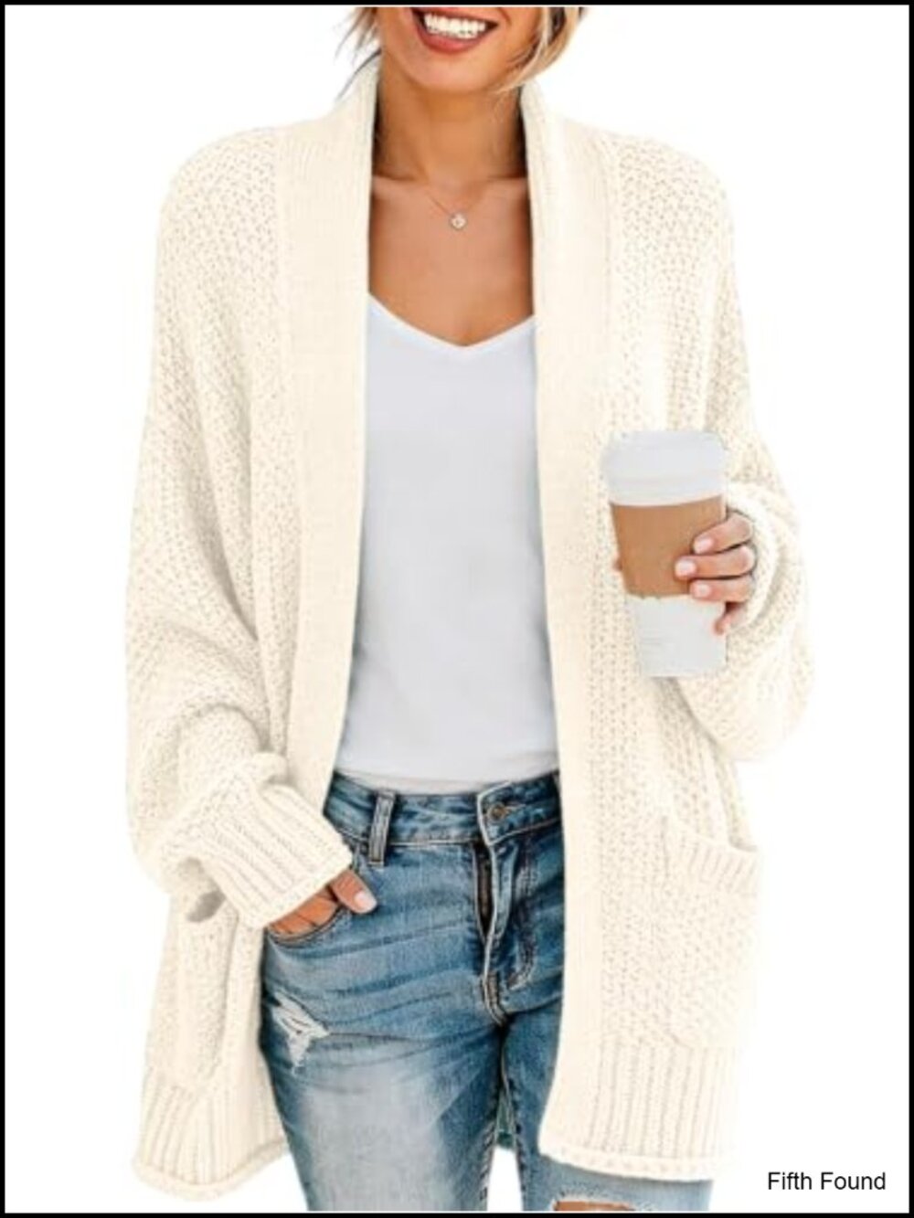 Womens Open Front Cardigan Chunky Knit Long Sleeve Loose Fit Sweater Coat